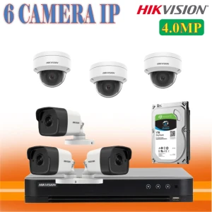 Trọn Bộ 6 Camera IP Hikvision 4.0MP Chính Hãng